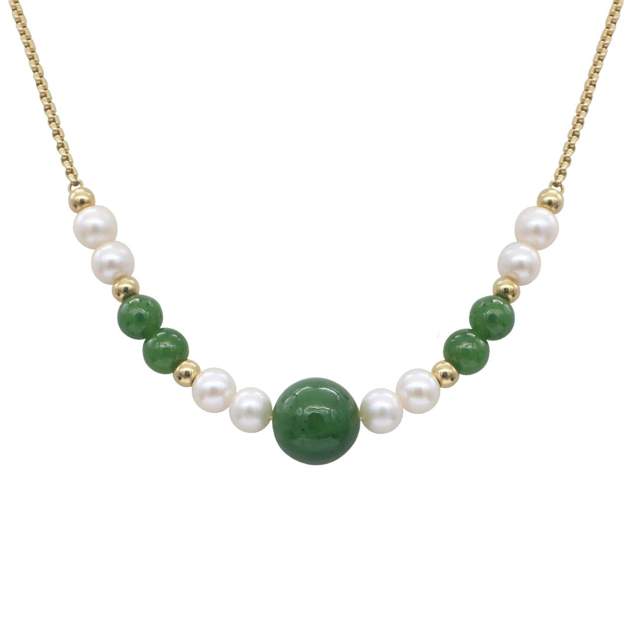 STELLIA Majestic Jade and Pearl Necklace Gold Plated Chain