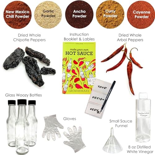 Grow and Make : Artisan DIY Gourmet Hot Sauce Kit, Makes 3 Unique Sauces