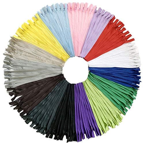 DOITEM 75 x 40 cm/15 Inches Invisible Multi-Coloured Nylon Reel Zippers for Sewing and Crafts, 15 Colours