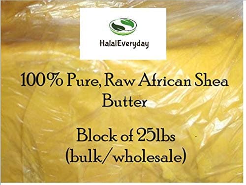 HalalEveryDay Pure, Raw Unrefined African Shea Butter from Ghana (25 Pounds), Soft and Smooth Grade A Yellow Shea Butter - Bulk/wholesale