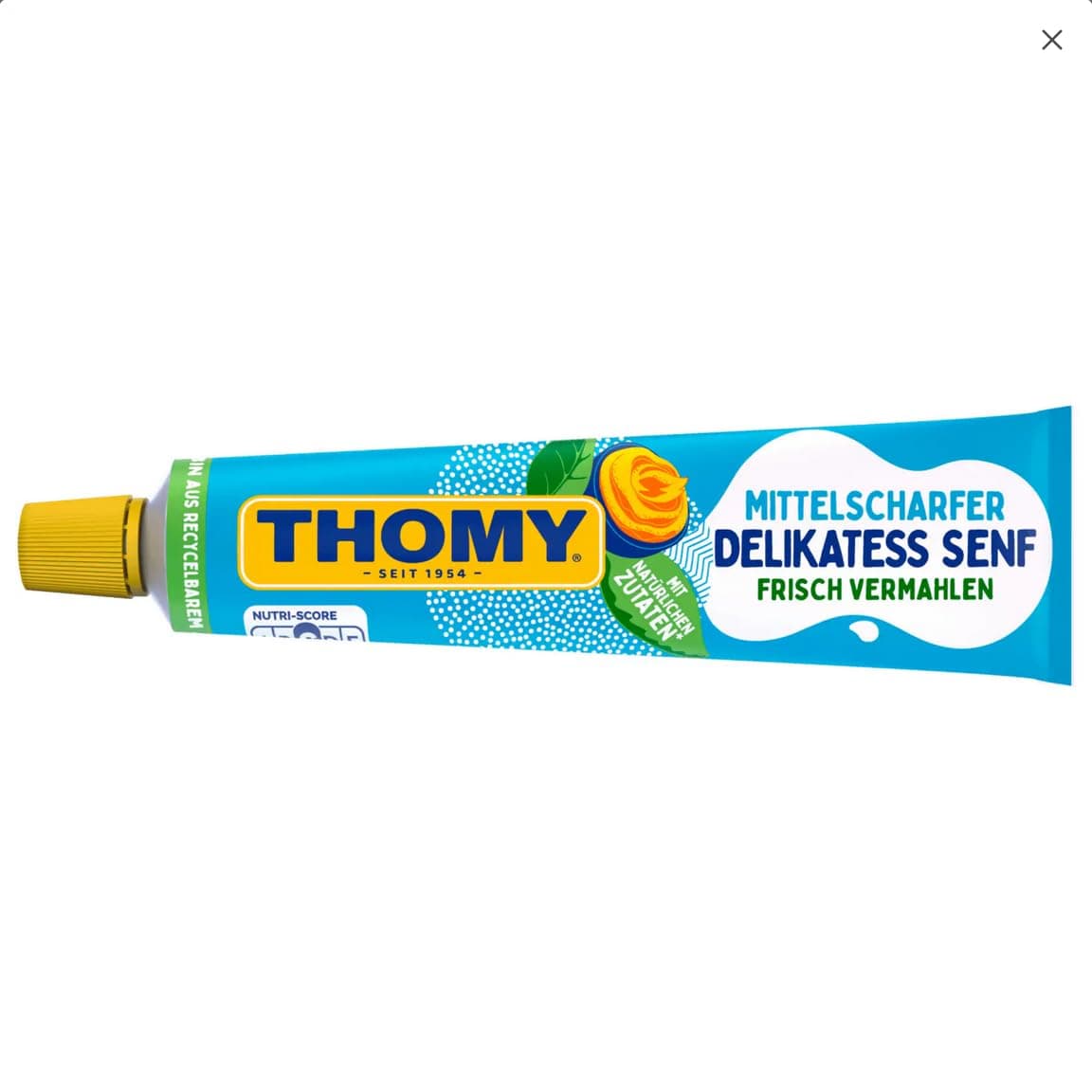 Thomy Delikatess Senf Mustard Mittelscharf Medium Hot 200ML | German Mustard For Sausage And Salad - imported by DFB