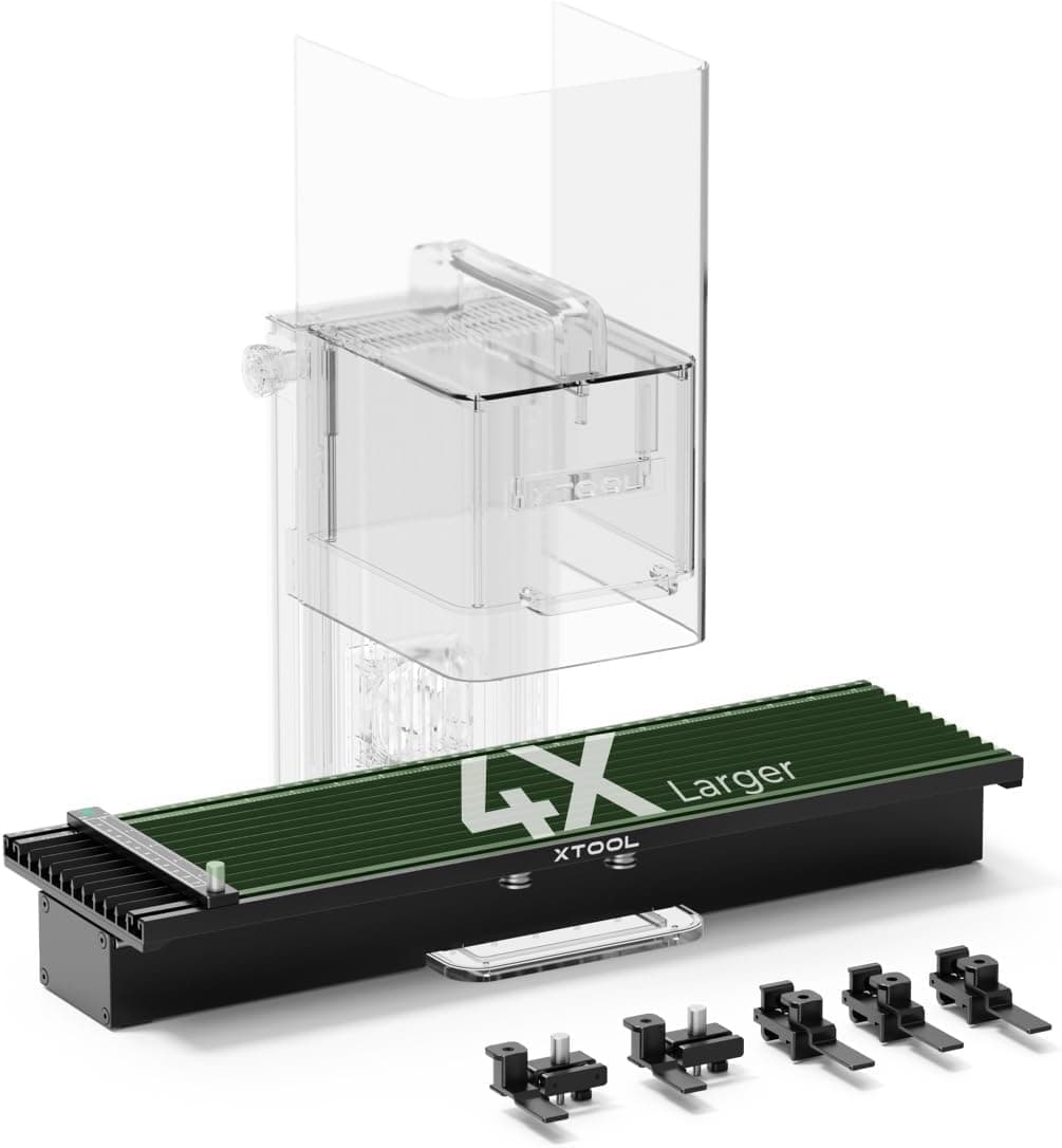 F1 Slide Extension for F1 only, Expand The Laser Engraving Area to 115 * 400mm, Longer Laser Engraving and Cutting for Laser Engraver, 5 Clamps Included for Stability