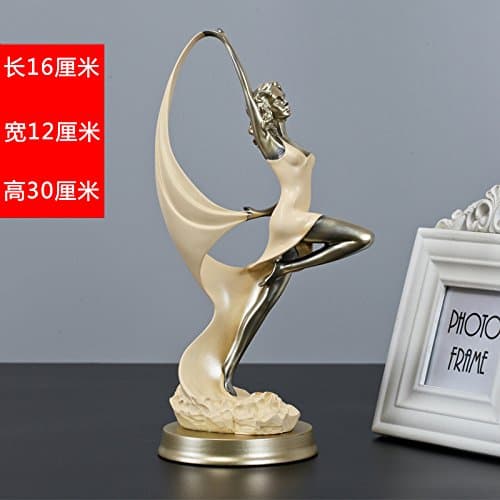 Gzkun European Dance Dancer Resin Figure Ornaments Tv Cabinet Cabinet Decorative Handicrafts,Beige 0036