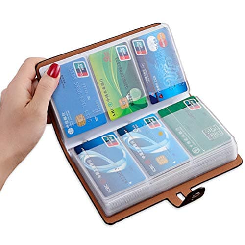 RFID Credit Card Holder, Leather Business Card Organizer with 96 Card Slots, Credit Card Protector for Managing Your Different Cards and Important Documents to Prevent Loss or Damage