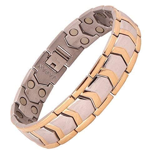 AMAZHEAL Bio Magnetic Therapy Double Ton Titanium Metal Bracelet For Men & Women