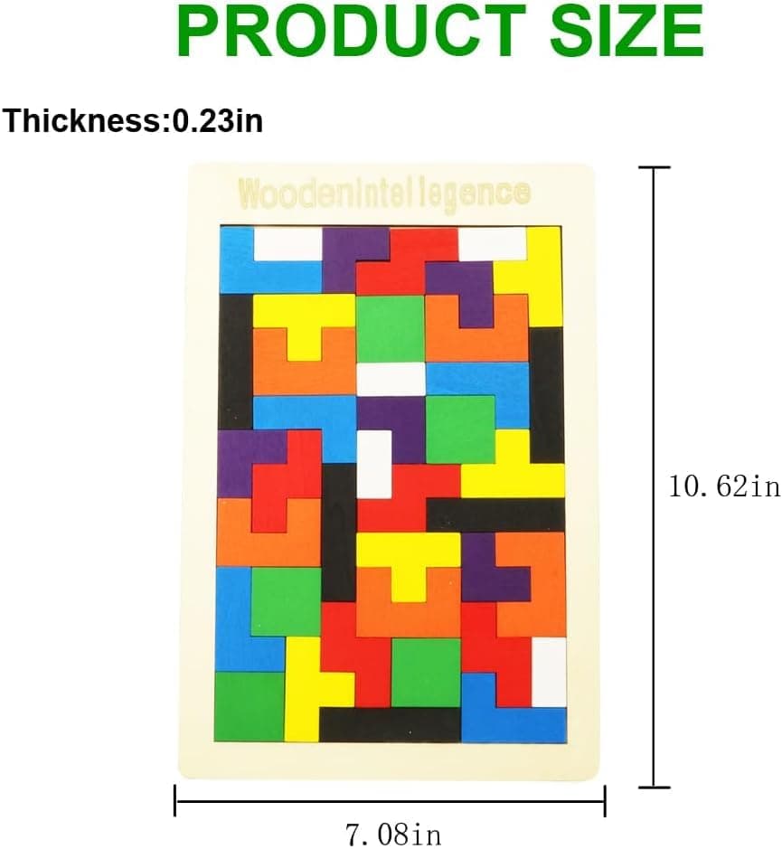 SHINETOY ENTERTAIN KIDS 40 Pcs Wooden Russian Blocks Puzzles For KIDS Adults With A Storage Bag Wood Intelligence Puzzle For KIDS Ages 3-8,Wooden Puzzles Brain Teasers Toy Educational Gift For Kid