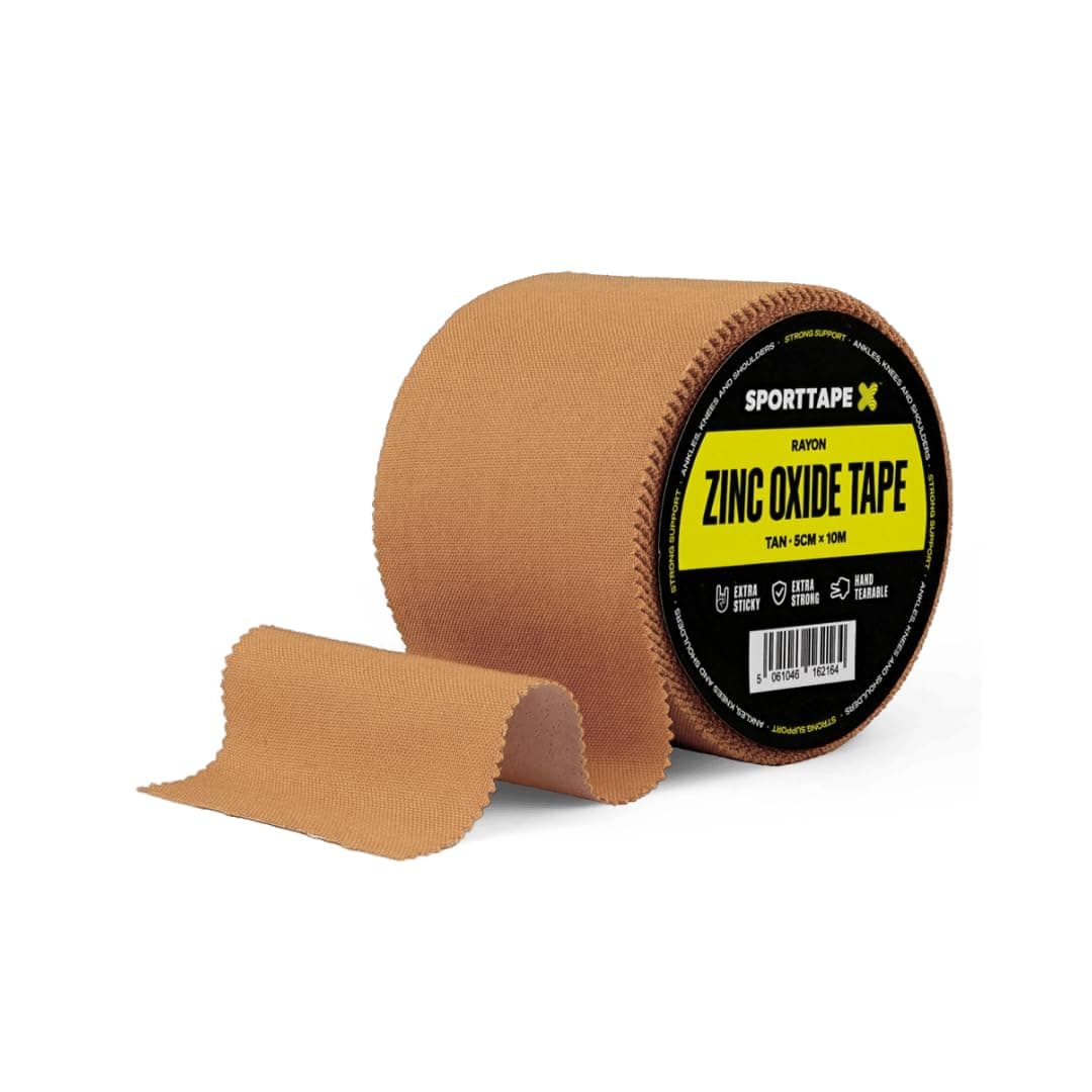 Tan Zinc Oxide Tape 5cm x 10 m – Rigid Rayon Strapping for Knee, Shoulder, Elbow & Joint Support | Strong Adhesive Athletic Tape for Rugby, Football, Physio – Single Roll