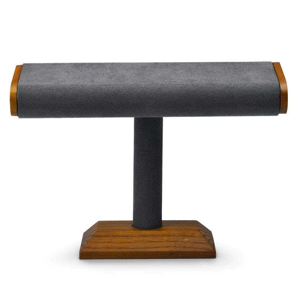 Oirlv Solid Wood T-Bar Watch Display Stand Jewelry Organizer Holder for Watch Bracelet Countertop Table Top Jewelry Tower(Grey)