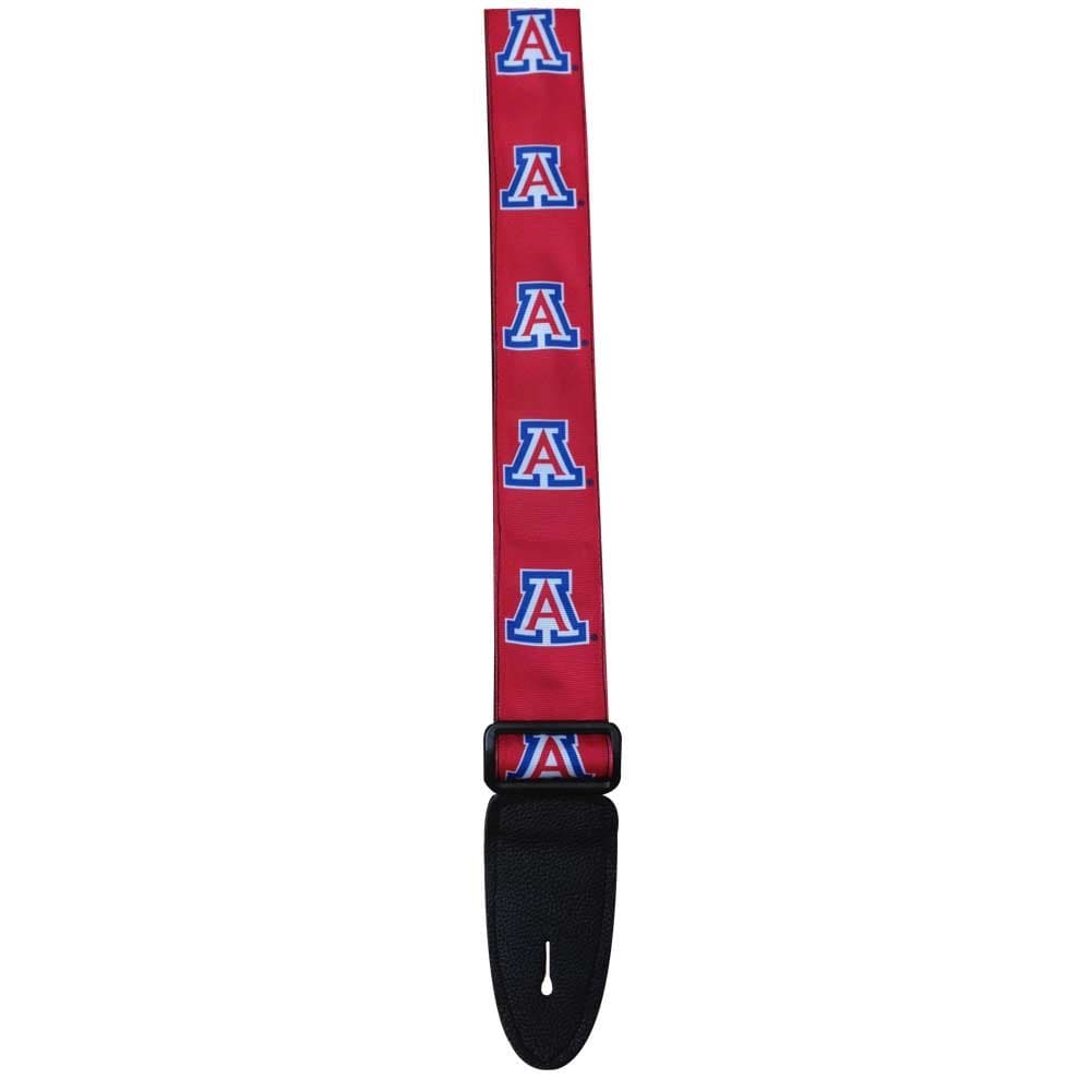 NCAA Collegiate Guitar Strap - University of Arizona Wildcats - Black Leather Ends