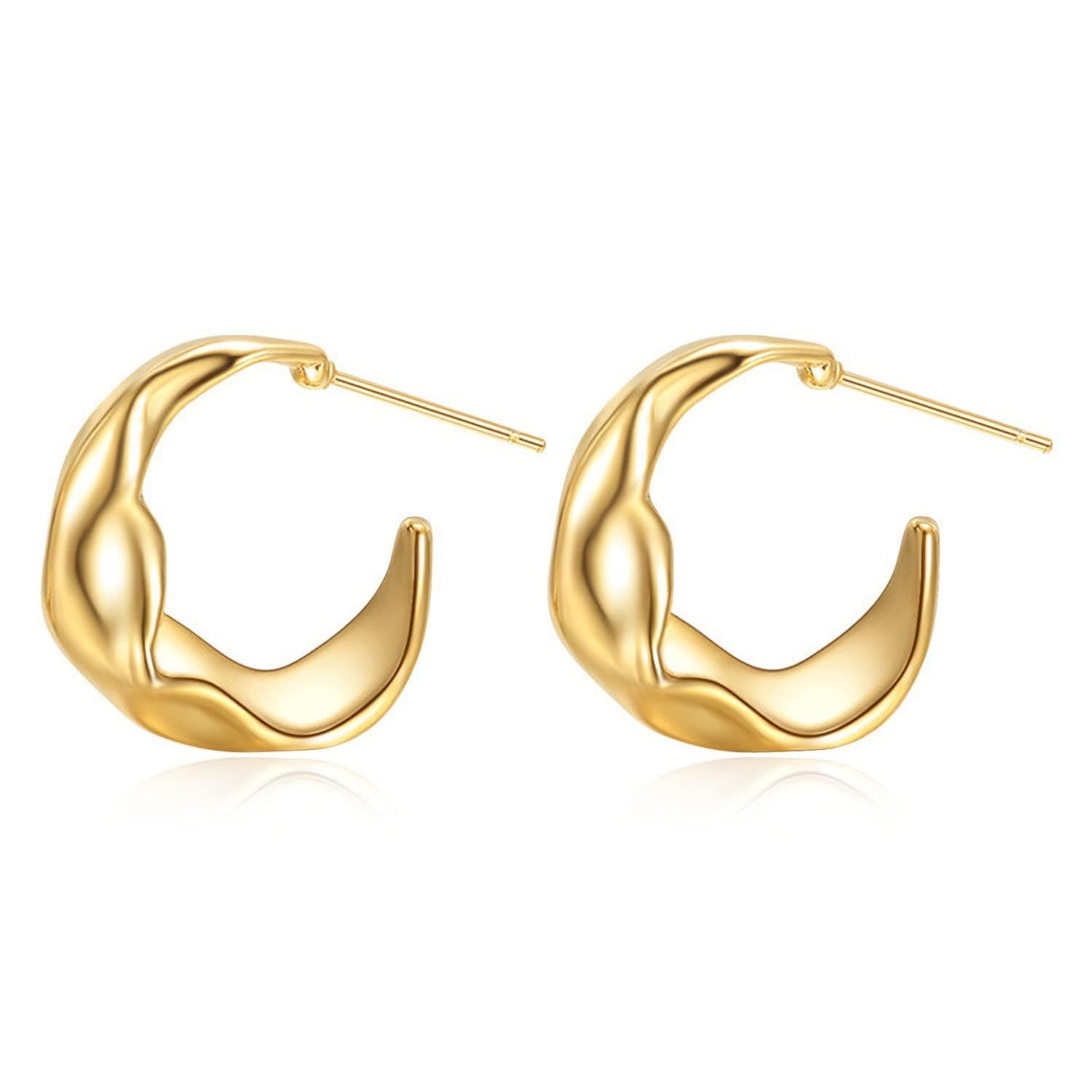 Ribbon Ballet Gold Gacimy Hoop Earrings for Women 14K Real Gold Plated, 925 Sterling Silver Gold Hoops for Women