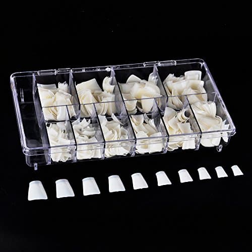 Huashengmei 500pcs Duck shaped French Style Natural Color False Nails Fake Nail Art Tips 10 Sizes with box