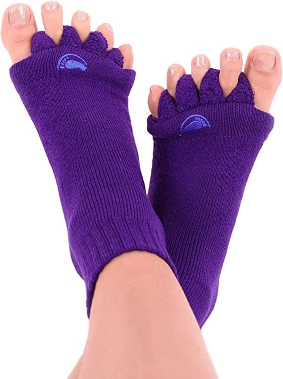 My Happy Feet Foot Alignment Socks with Toe Separators | for Men or Women | Purple (Large), Purple, Large