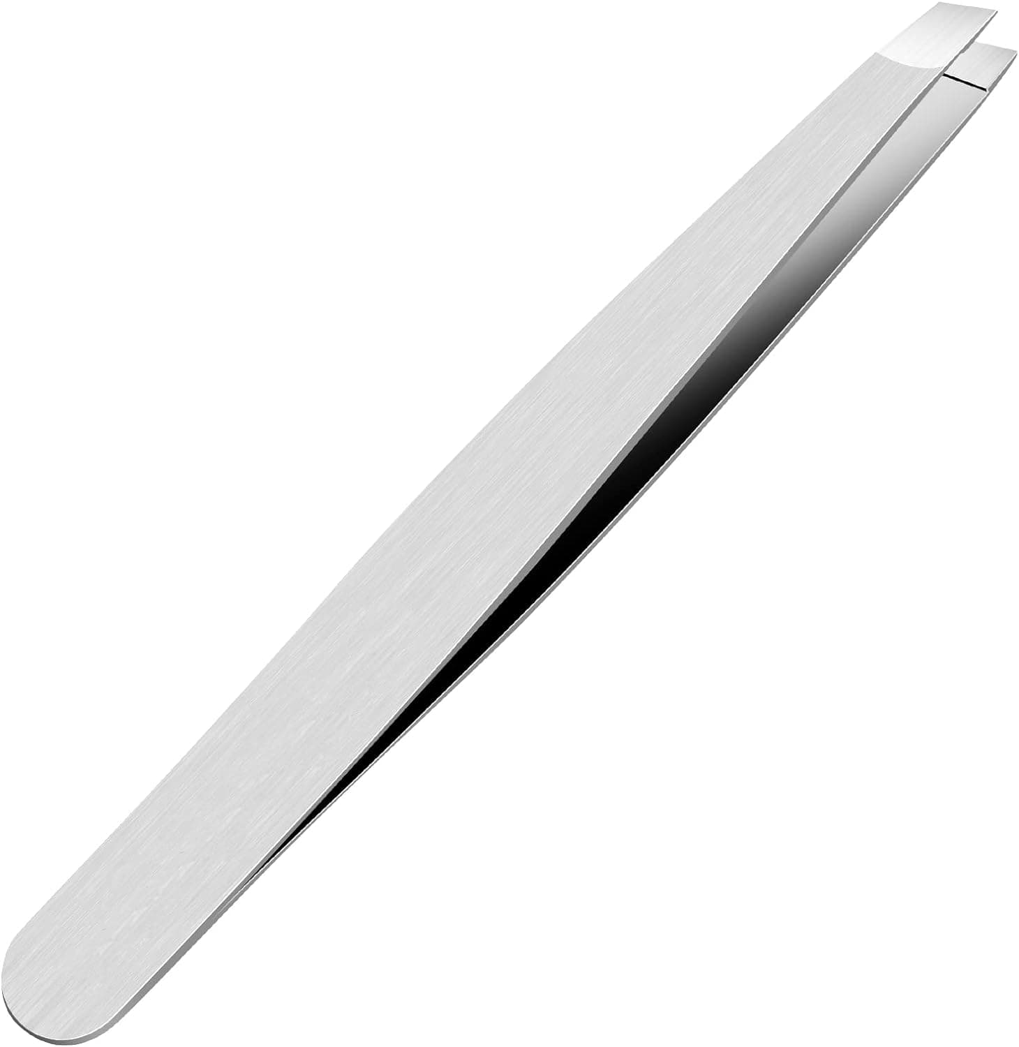 ECVVProfessional Eyebrow Tweezers Stainless Steel Facial Hair Removal Tweezers with Slanted Tip for Easy Plucking Silver