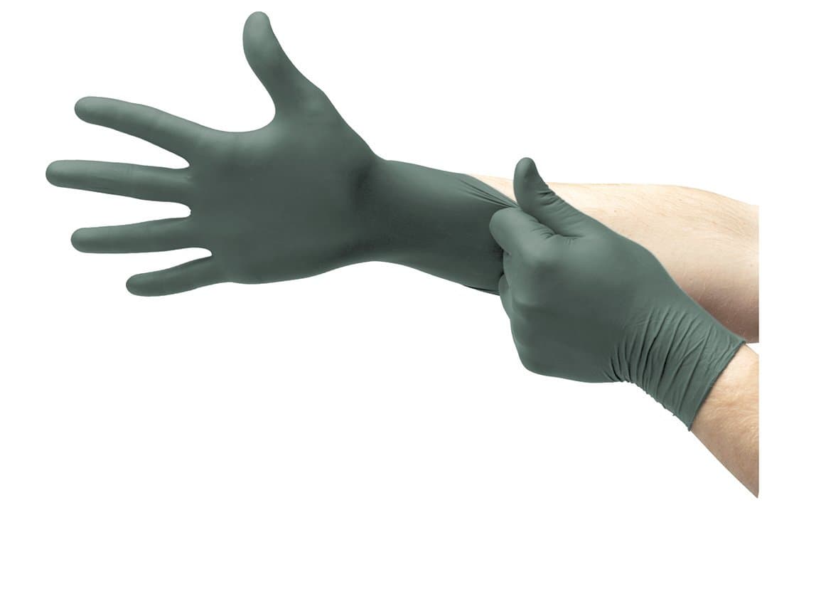 Microflex Medical DFK-608-XL X-Large Green 10.6'' Dura-Flock 8.3 mil Latex-Free Nitrile Ambidextrous Non-Sterile Industrial Grade Powder-Free Disposable Gloves, 24.544 fl. oz, 0.31" x 1" x 1"