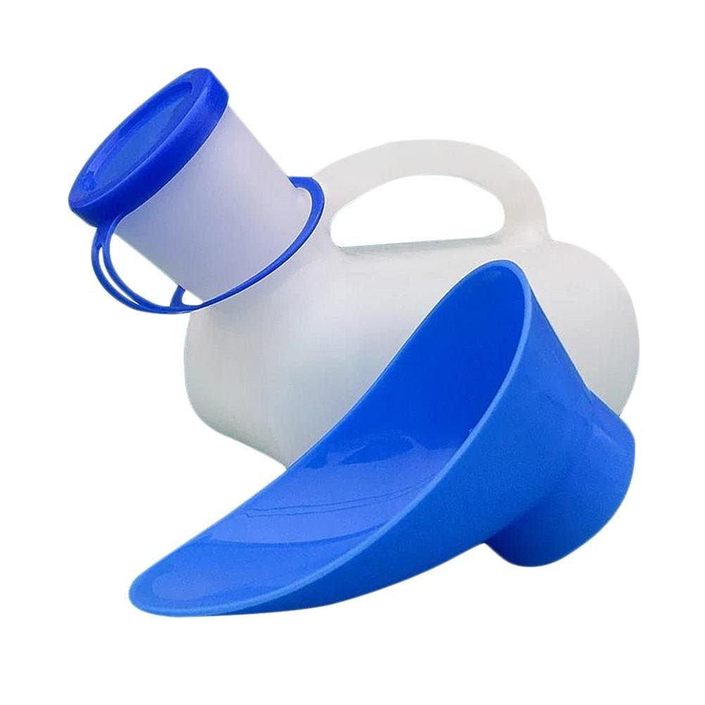 heresell Portable Unisex Urinal Bottle with Lid 1000MLTraveling Camping Plastic PE Material Urinal Toilet with Connector