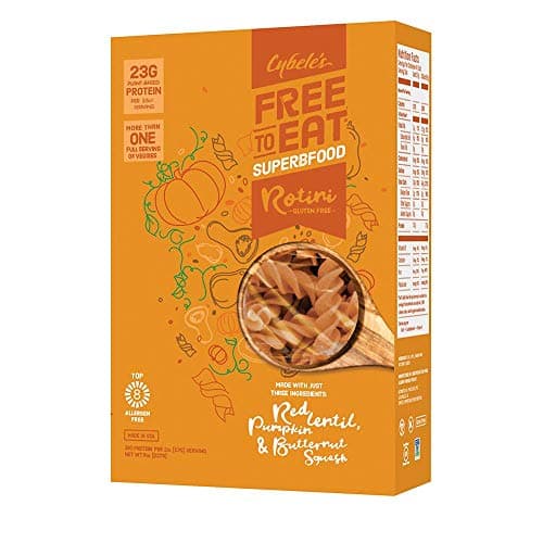 Cybele's Free to Eat Gluten Free & Grain Free Pasta| Superfood Orange, Rotini | High in Plant Based Protein | Dairy Free, Nut Free, Soy Free, Allergen Free, Non GMO, Vegan | 8oz Box (Pack of 6)