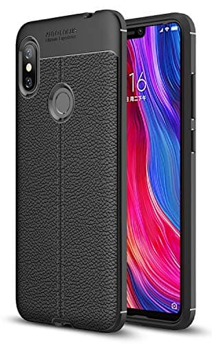 UBERANT Redmi Note 6 Pro Case, Litchi Pattern Ultra Slim Soft TPU Anti-Scratch Shock Absorption Non-Slip Protective Cover for Xiaomi Redmi Note 6 Pro 6.26" Black