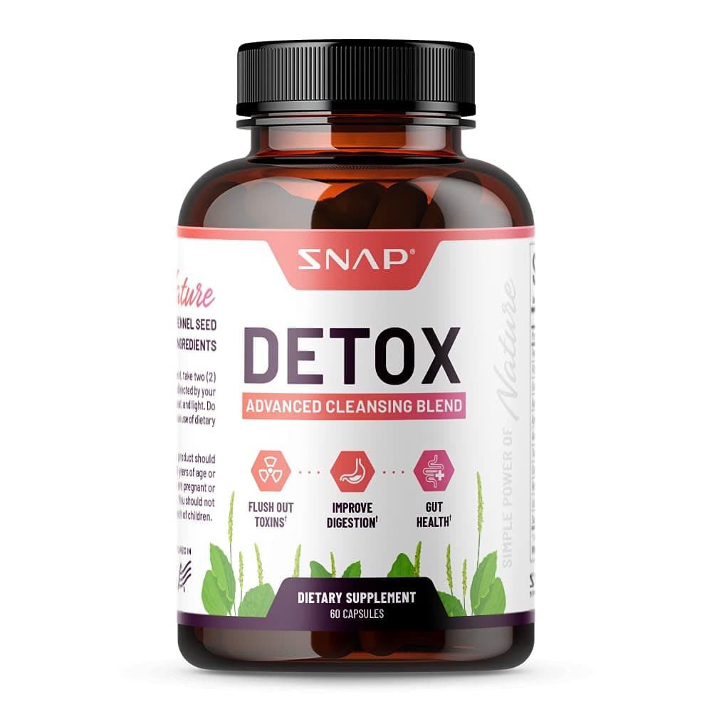 Snap Supplements Detox Cleanse Capsules | Advanced Blend for Full Body Detox & Cleanse, Flush Out Toxins, Improve Digestion & Gut Health, Cleanse and Detox, Licorice & Ginger Root | 60 Capsules