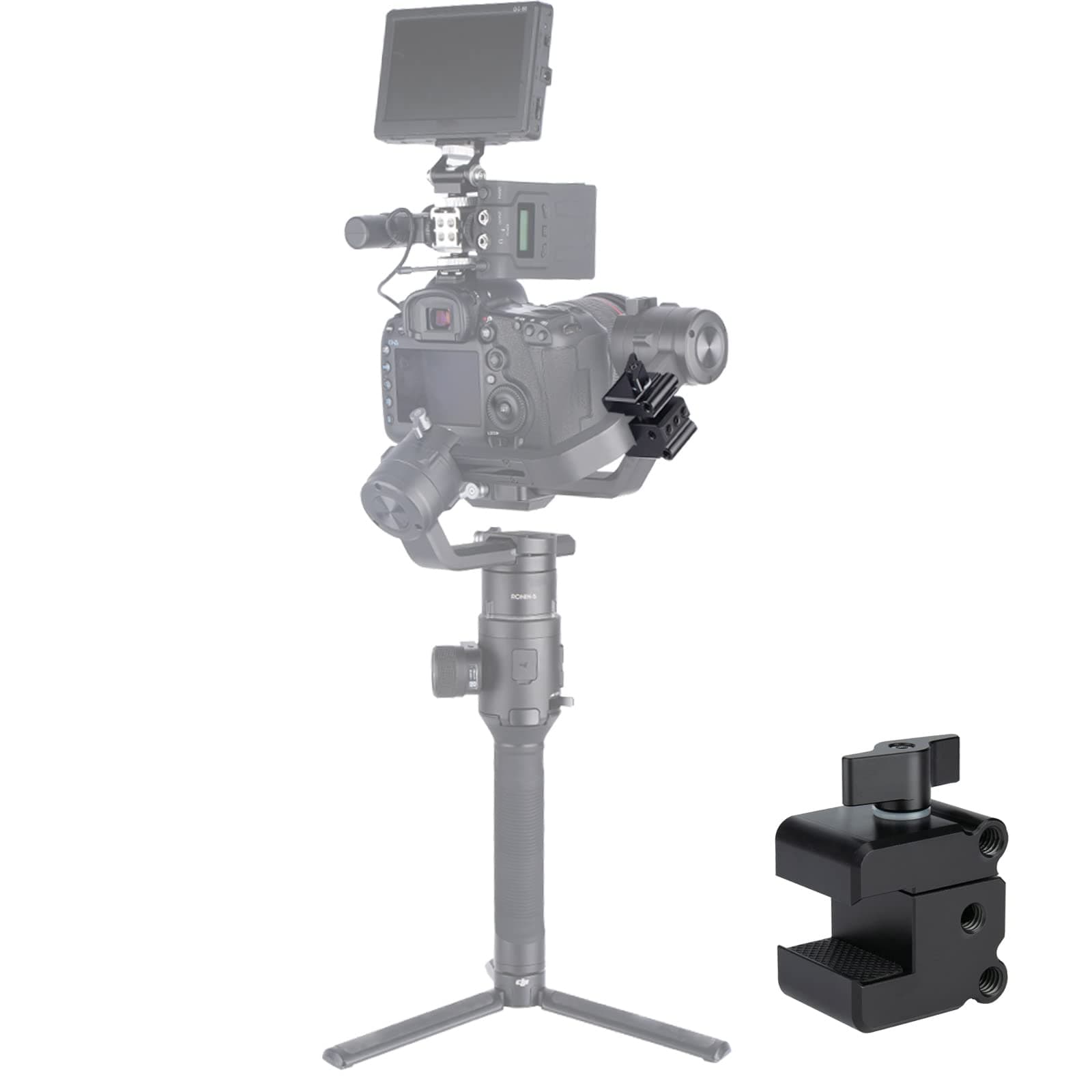 NICEYRIGGimbal Counterweight Mount, Adjustable Mouth Mounting Clamp for BMPCC 4K 6K Pro Heavy-sided Camera for DJI RS 3/RS 3 Pro/RS2/RSC2/Ronin S/SC and Zhiyun Crane Series - 323