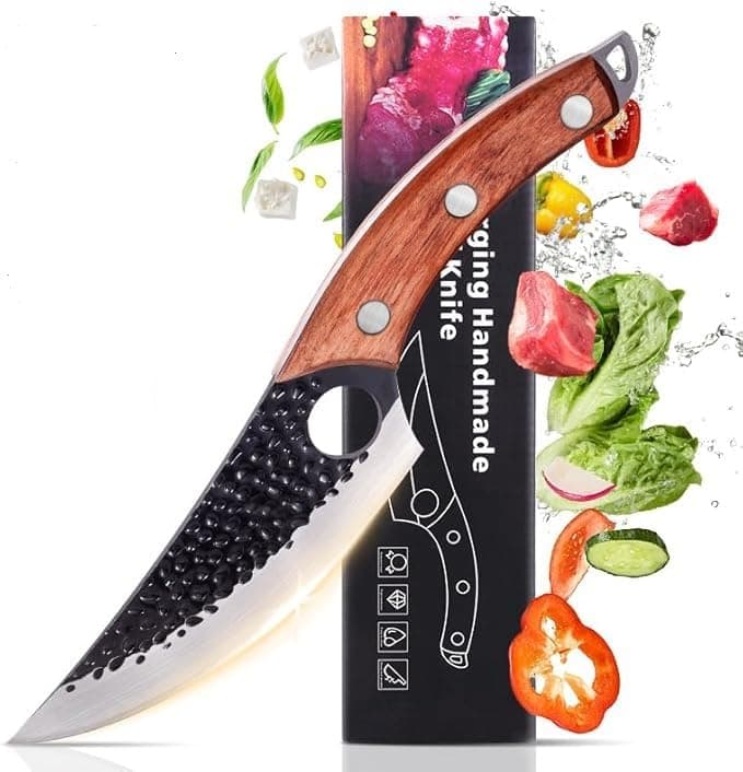 Chefs Knife 8 Inch Ultra Sharp High Carbon German Stainless Steel Forged Blade,for Meat Cutting, Ergonomic Wooden Handle, Premium Chef Knife for Home Kitchen Restaurant (5.in Wooden bleck)