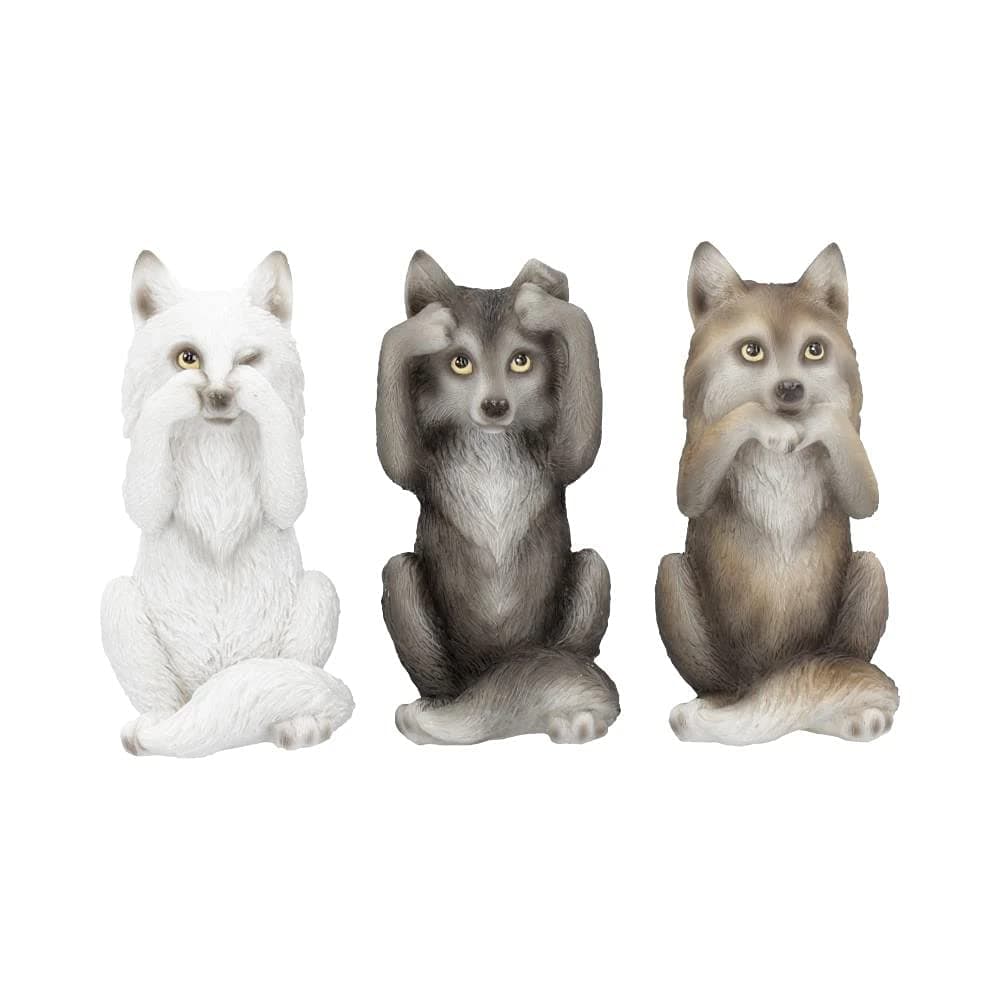 Nemesis Now B4472N9 Three Wise Wolves 10cm Figurine, Resin, Grey, One Size