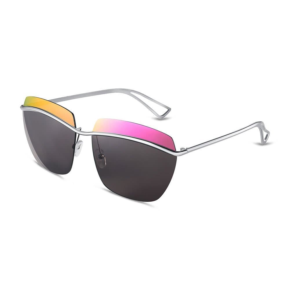 Focus Jewel Men's Grey and Gradient Len Colors Two-parts Sunglasses with Metal Frame and English Nose Pad