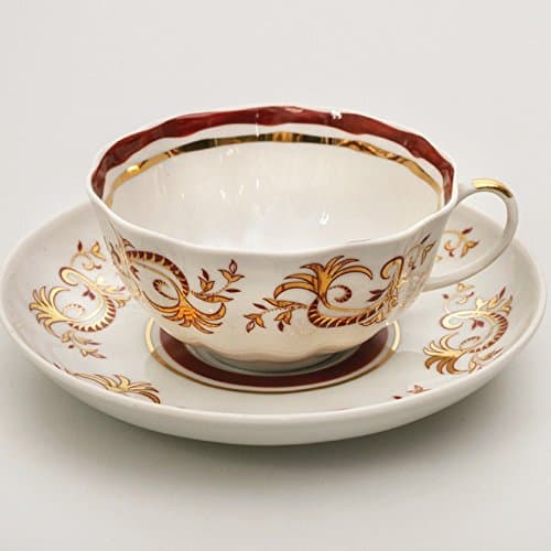 Dulevo Porcelain Teacup and Saucer Set 'Golden Lace'