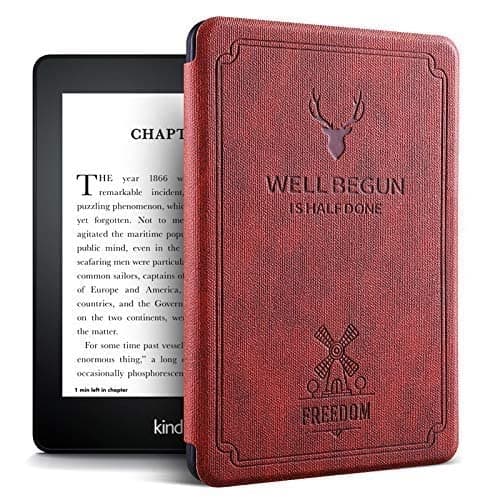 Smart Deer Flip case Cover for Amazon Kindle Paperwhite 6.8" 11th Generation, Wine Red [Fits Signature Edition Also]