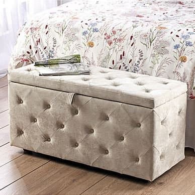 Cool Headboards Toy Box Ottoman linen storage chest in Beige Chenille NEW
