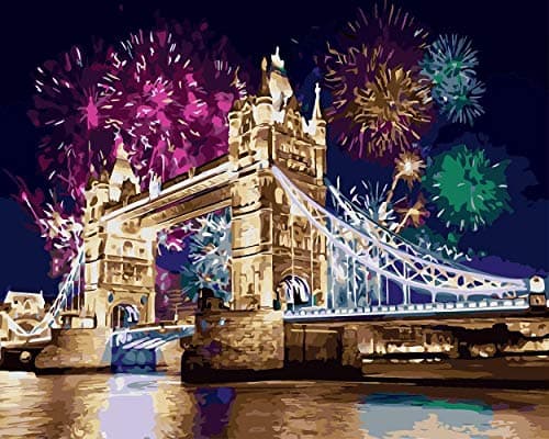 MTinHD [Wooden Framed] 16" x 20" Paint by Numbers DIY Painting Famous Painting Collection 3 (The Night View of London)