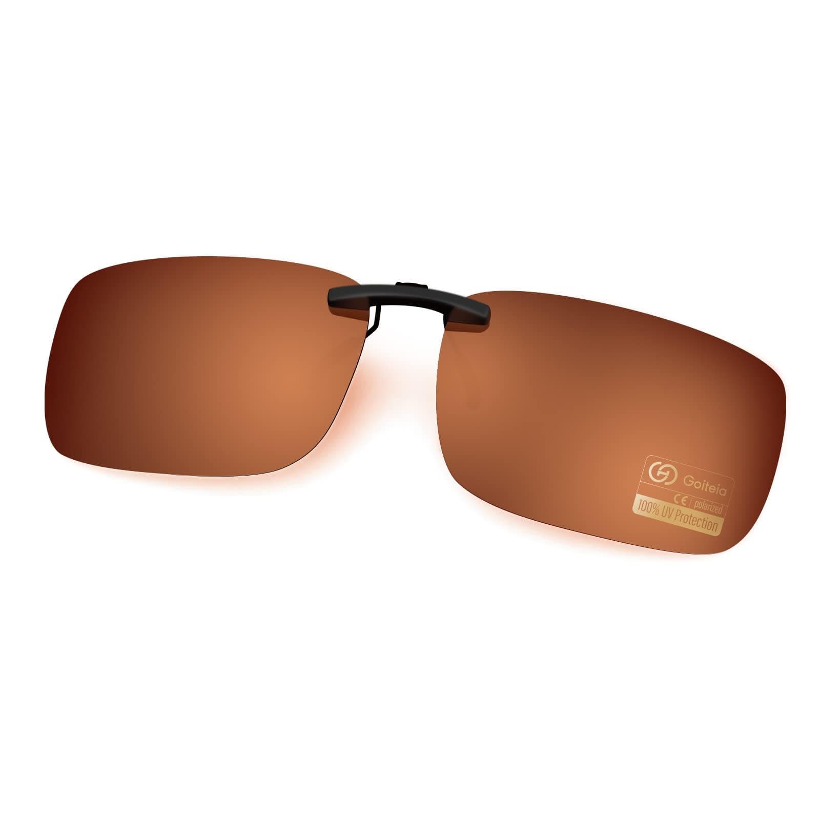Polarized Clip-On Sunglasses,Lightweight Rectangle Design Over Prescription Glasses,Non-Flip Up,Compact Fit