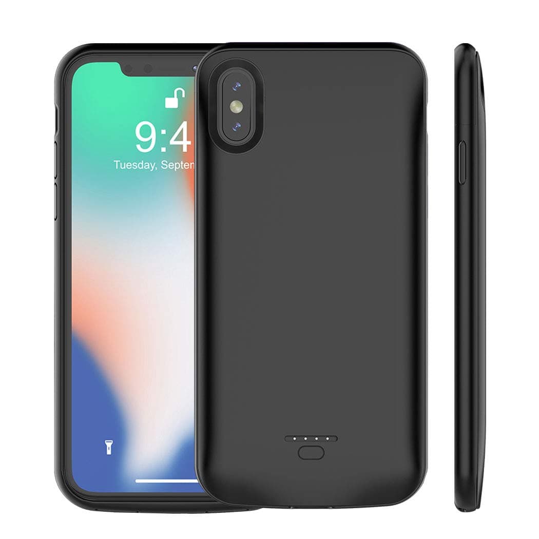 iPhone X/10 Battery Case, 4000mAh Rechargeable Power Charging Case for iPhone X /10 (5.8 inch) Extended Battery Pack Protective Ultra Thin Charger Case,Compatible with Wire Headphones (Black)