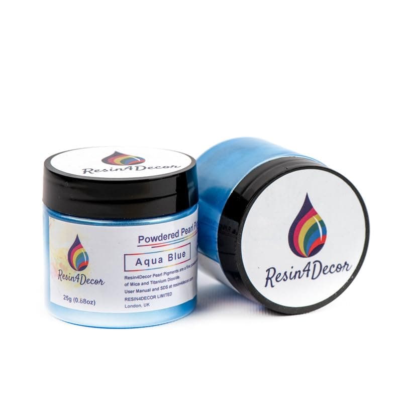 Pearlescent Metallic Powdered Mica Pigment - Strong Colour Purity and Depth, Non-Toxic Titanium Dioxide - for Makeup, Epoxy Resin Crafts, Jewellery, Canvas, DIY Art - Aqua Blue, 25g