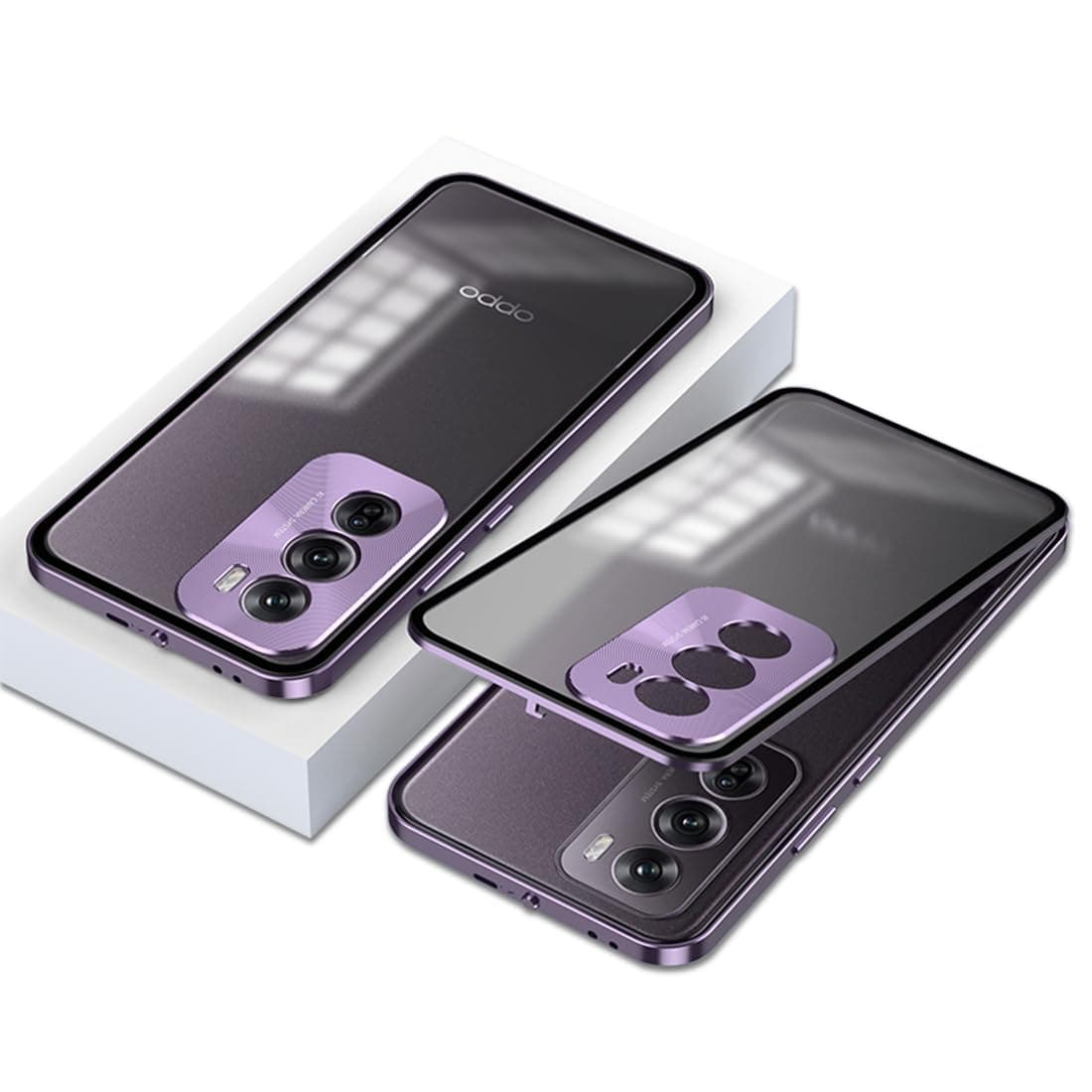 QUIETIP Case Compatible with Oppo Reno 12 Pro 5G,Metal Frame + PC Frosted Surface Back Cover with Camera Protection,Purple