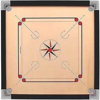 H B MSALA (DEVICE) Carrom Board 20 In With Combo Full Size Carrom Free Coin And Stricker,Powder (Brown), Adult