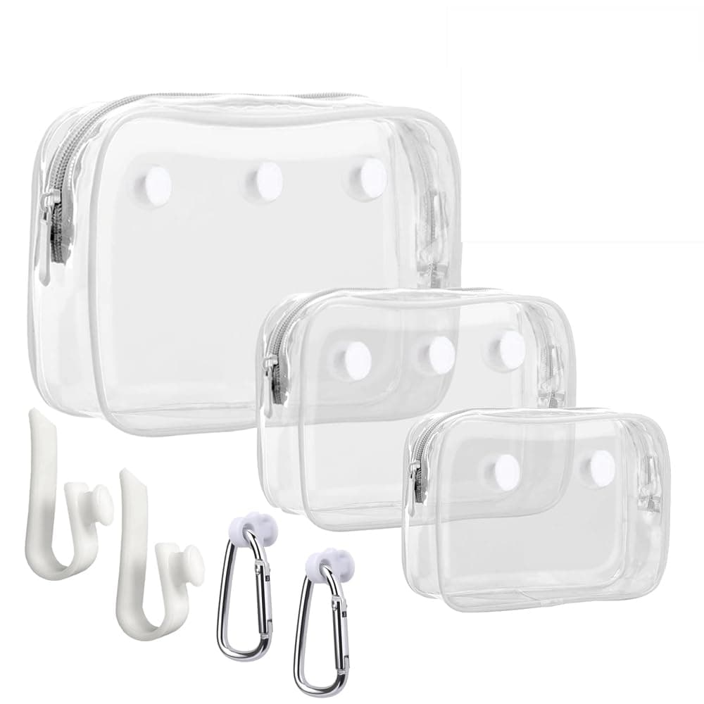 3 Packs Clear Bogg Beach Tote Bag with 2 Pack Insert Hooks Accessories for Bogg Bags Travel Makeup Clean Toiletry Brush Organizer Cosmetic Divider Storage Inner Pouch