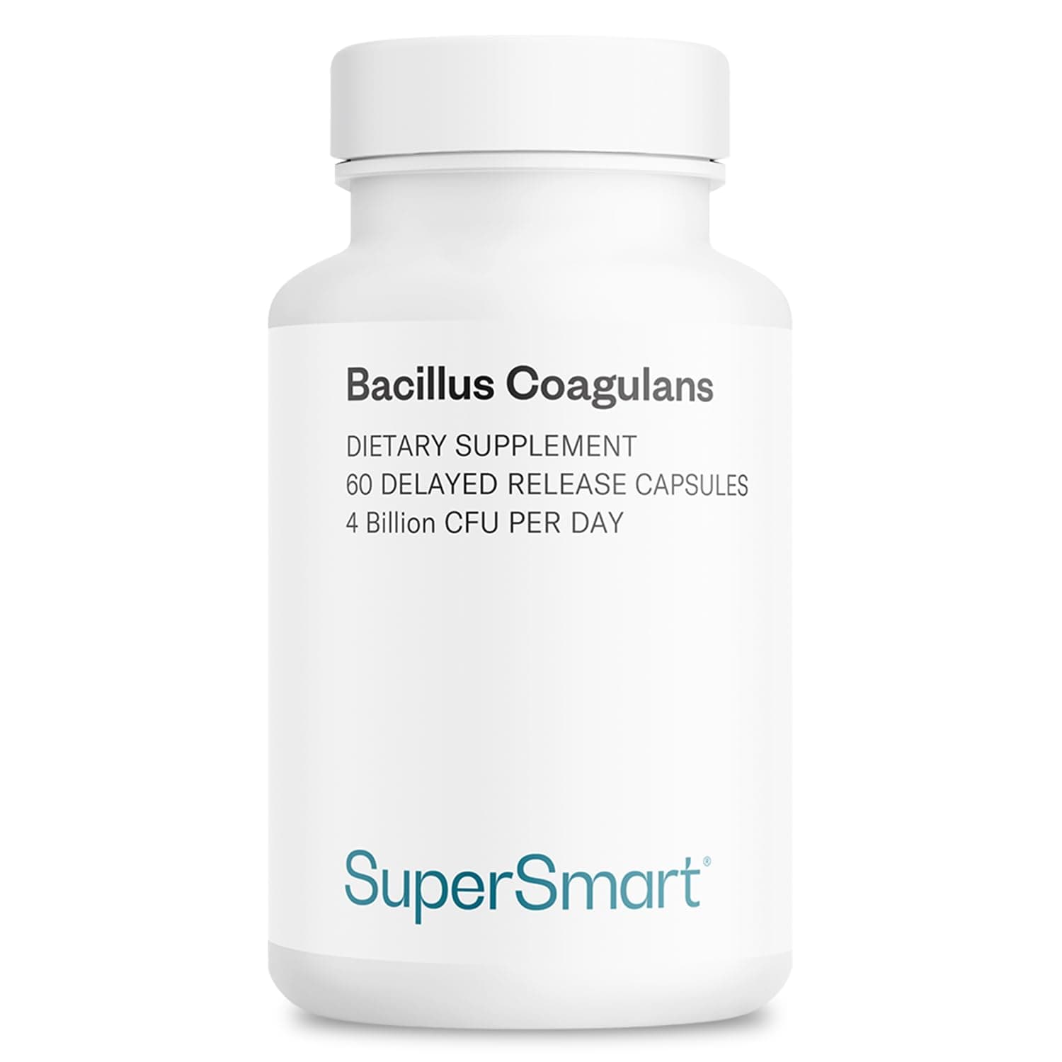 Supersmart Bacillus Coagulans Probiotic 4 Billion CFU per Day (High Absorption) - Lactobacillus Sporogenes Supplement | Non-GMO & Gluten Free - 60 Delayed Release Capsules