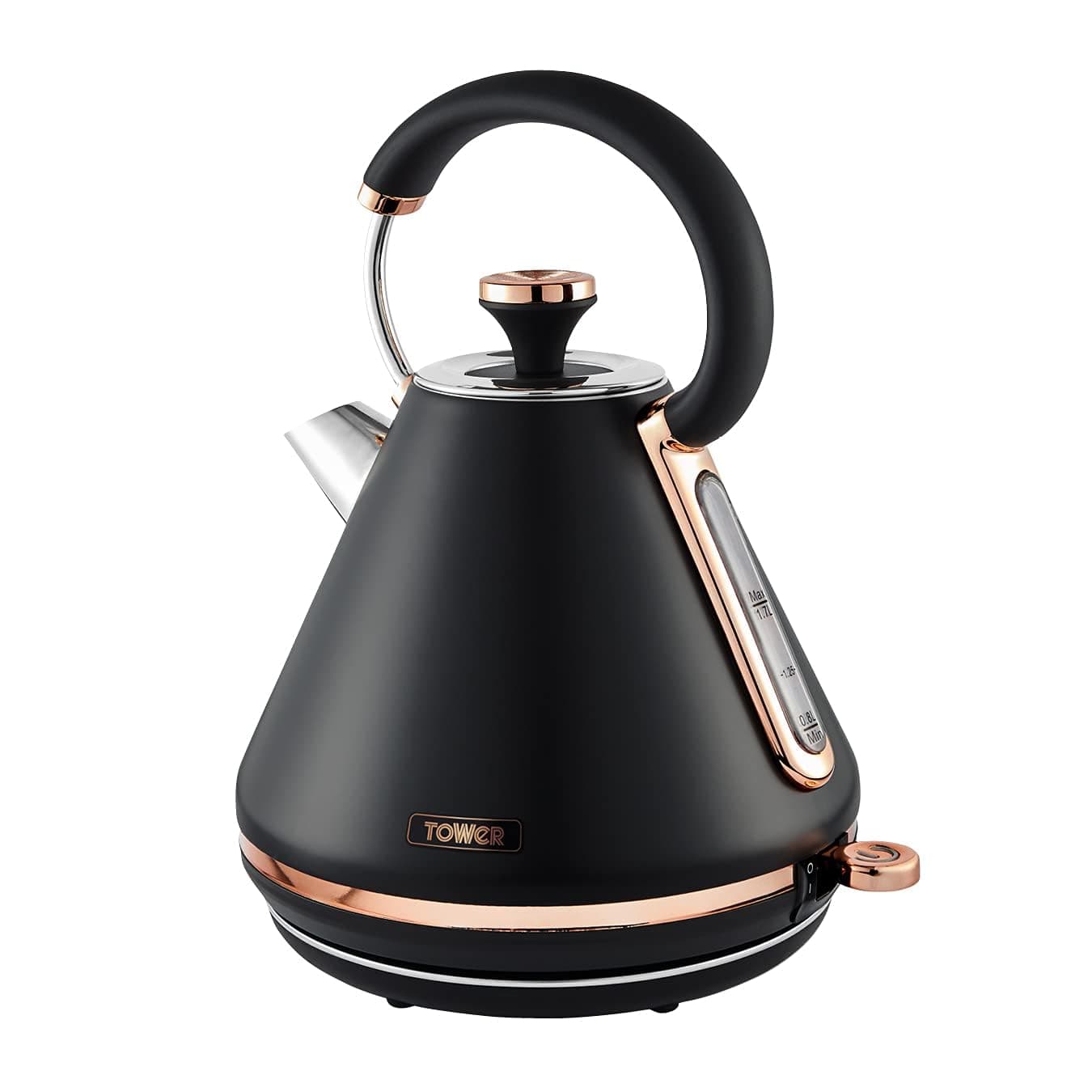 T10044RG Cavaletto Pyramid Kettle with Fast Boil, Detachable Filter, 1.7 Litre, 3000 W, Black and Rose Gold