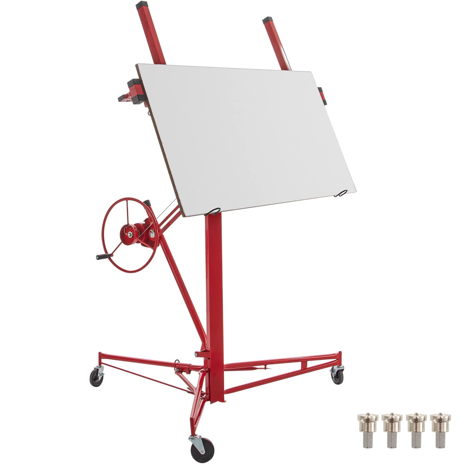 VEVOR Drywall Rolling Lifter Panel, 11ft Sheetrock Lift Drywall Lift, 150lb Weight Capacity Panel Hoist Jack Tool, Steel Material w/Telescopic Arm & 3 Lockable Wheels, 48x192 in Plasterboard Size