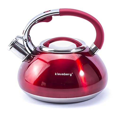 Klausberg Stovetop Induction Stainless Steel Whistling Kettle 3.0 Litre KB - 7076 (Red)