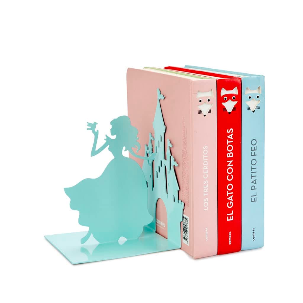 BalviBookend Fairy Tale Turquoise colour Inspired in Cinderella, a princess and her castle Metal