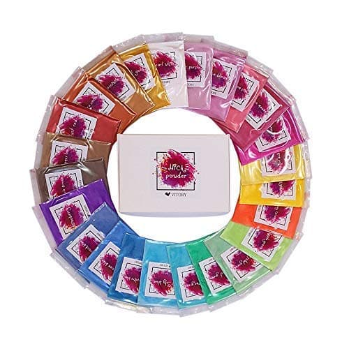 VITORY Mica Powder Pigment Set(24 Colors), Colorant Dye of Cosmetic Grade for Slime, Resin dye, Bath Bombs, Candle, DIY Soap Making–Safe & Non-Toxic & Nature