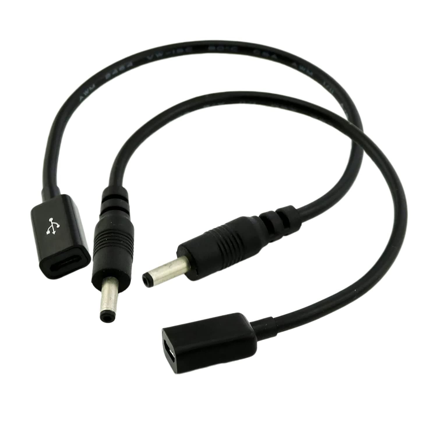 UpperFu 2 Pcs DC Power 3.5mm x 1.35mm Male Plug to Micro USB Female Jack Power Adapter Cable Cord