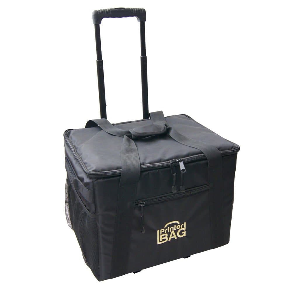 Printer bag carrying case with retractable handles and wheels