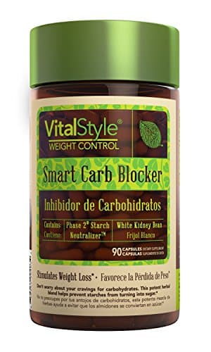 VitalStyle Natural Smart Carb Blocker - 1,500 mg of Pure White Kidney Bean Extract (Phase 2 Starch Neutralizer) Supports Weight Loss, Helps Control Blood Sugar and Supress Appetite - 90 Capsules