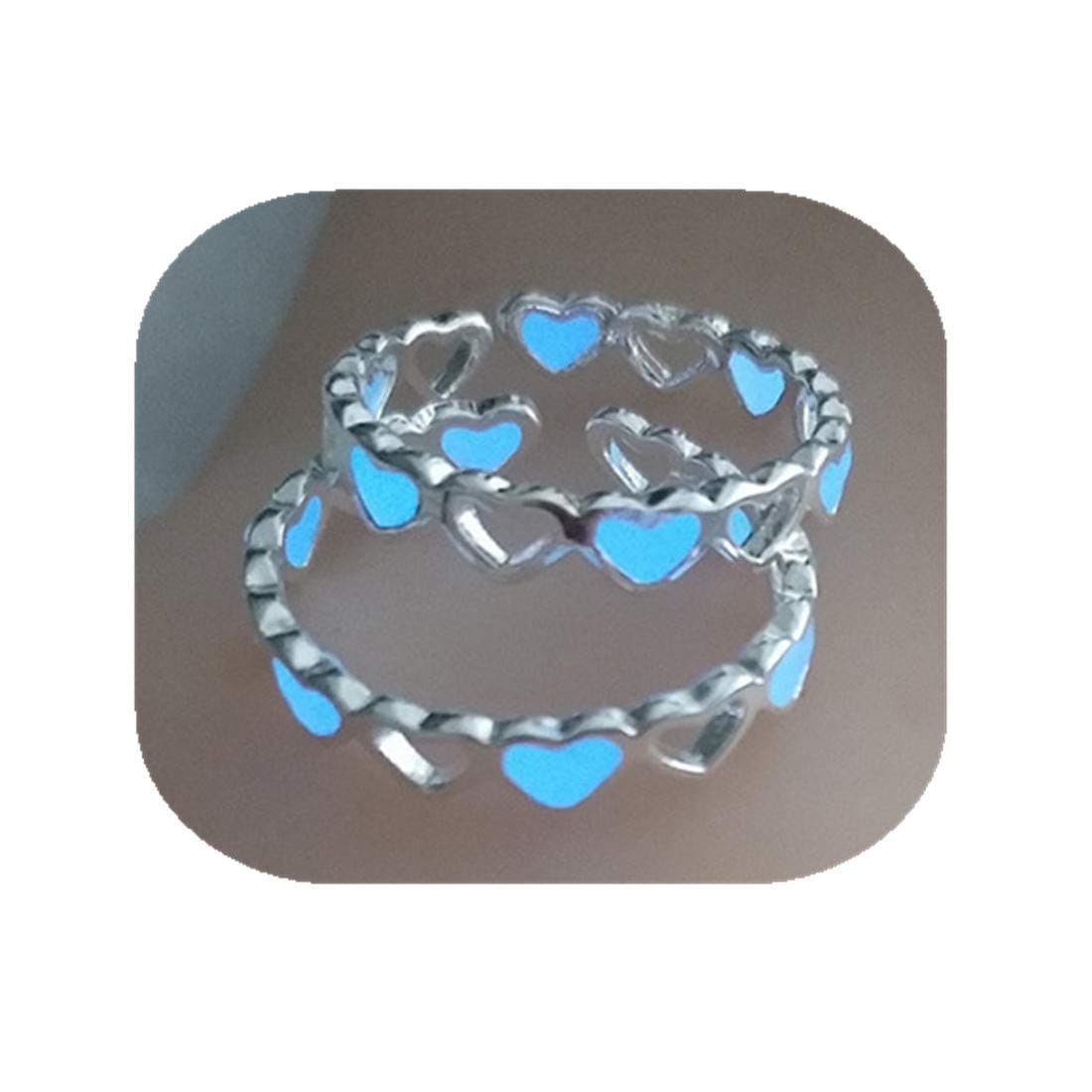 Glowing in Rings for Womens Glow Hollow Adjustable Heart Shape Luminous Ring