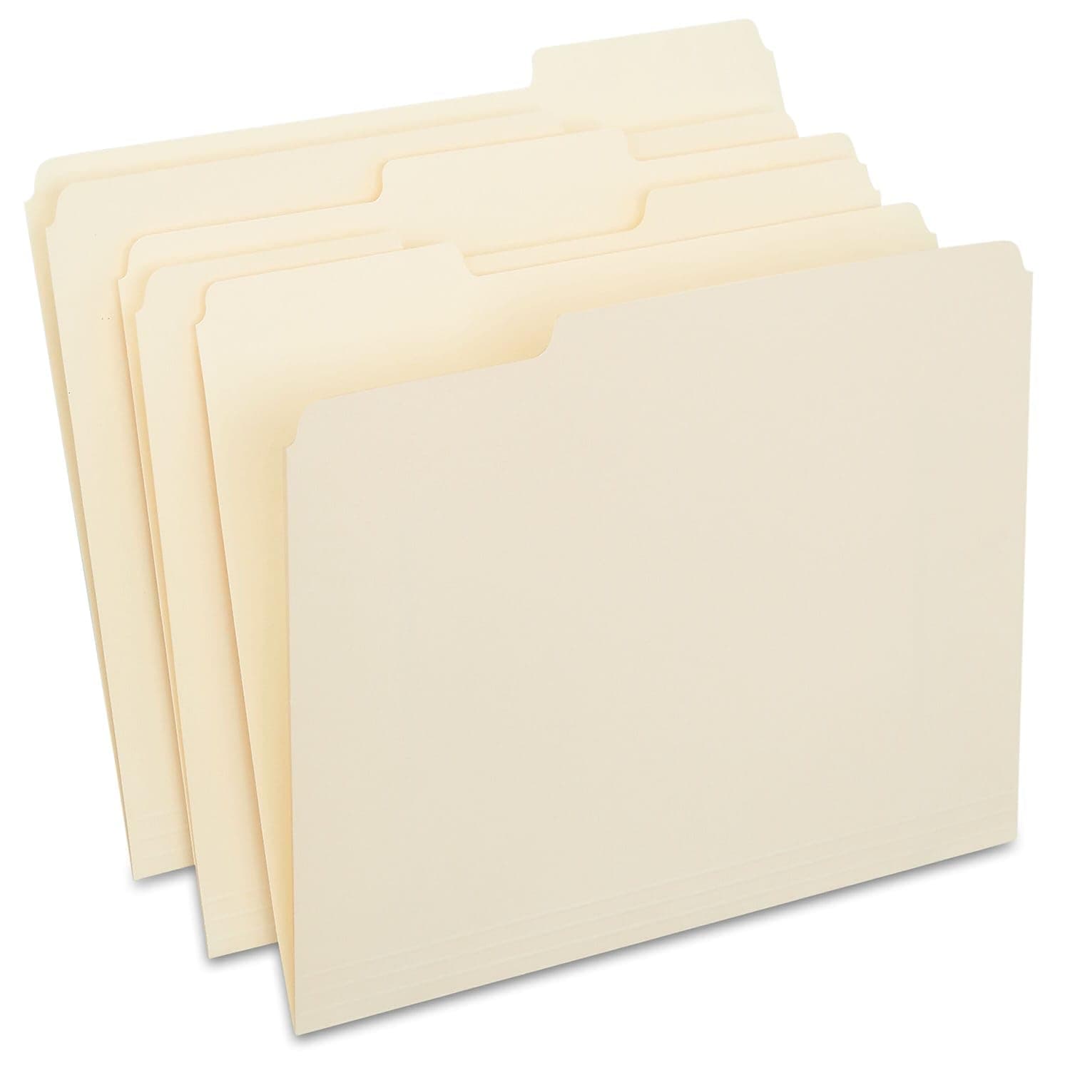 Staples File Folders, Letter Size, 1/3‑Cut Tabs, Assorted Positions, Manila, Durable Paper Stock, 250/Pack
