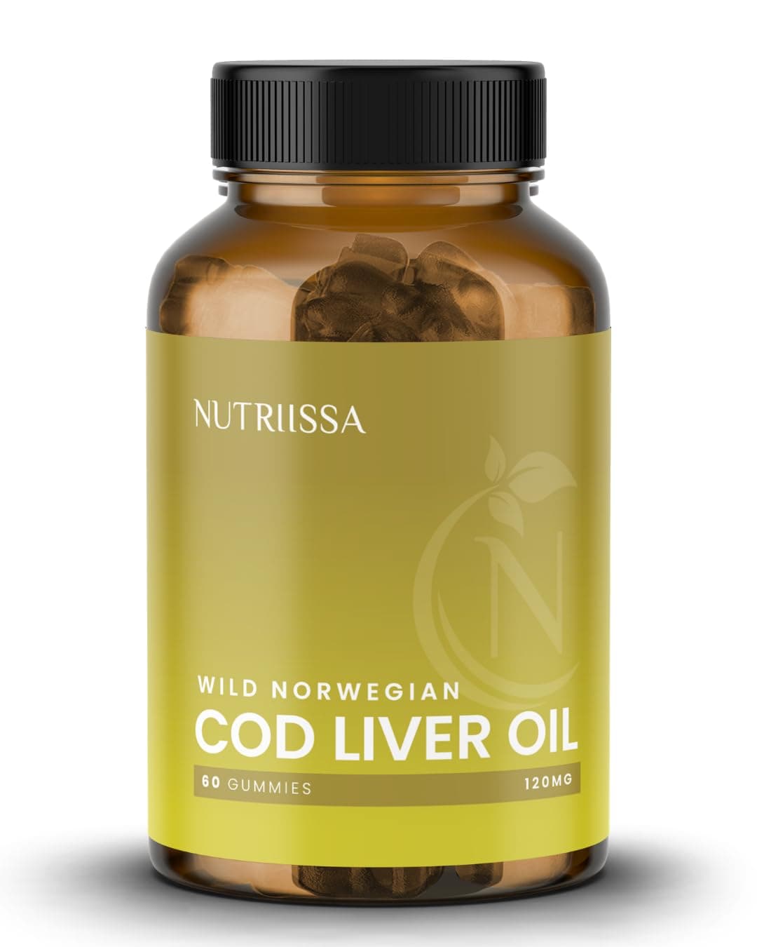 Nutriissa Organic Cod Liver Oil – Fish Oil Gummies Rich in Omega-3, EPA, DHA – EPEB Certified for Purity & Potency - 60 Lemon Flavored Gummies