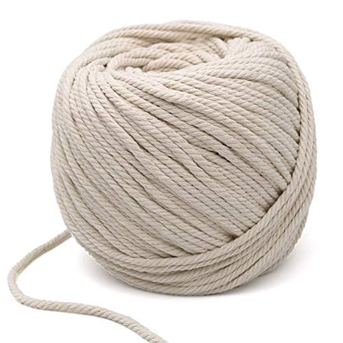 Macrame Cord 4mm,Natual Cotton Macrame Rope,Thick Natural Cotton Twine Twisted Rope,328 Feet Handmade Plant Hanger Twine,Wall Hanging Crafts Twine