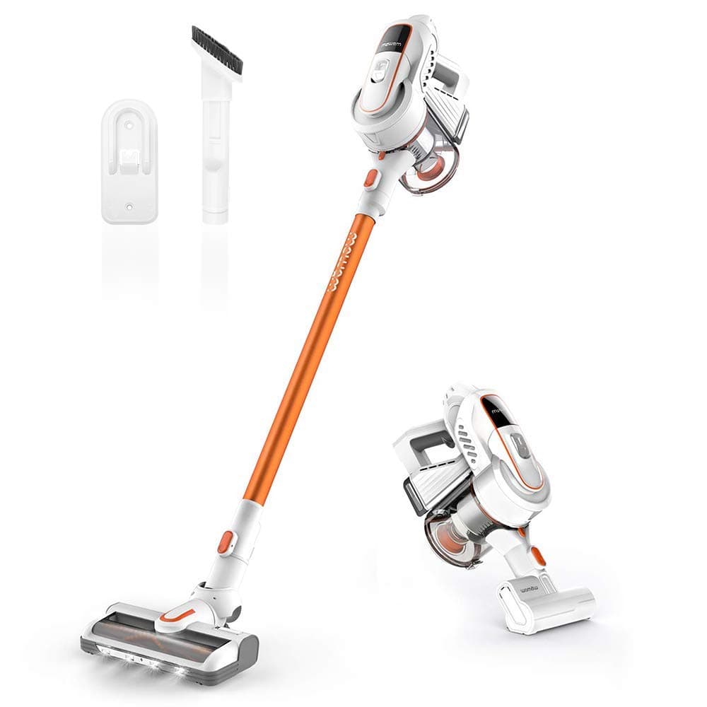 Cordless Vacuum Cleaner, Womow W9 Stick Vacuum Cleaner, 16000pa Powerful Suction, 300W Brushless Motor, Lightweight 2 in 1 Handheld Vacuum with HEPA Filter LED Power Brush for Pet Hair